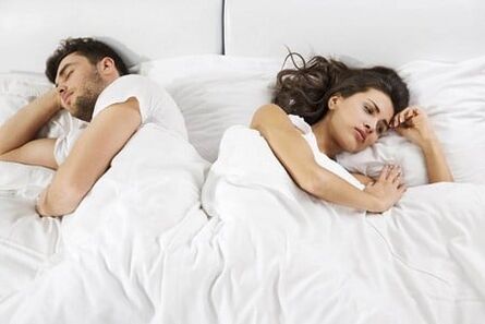 A man with weak power and a frustrated woman in bed